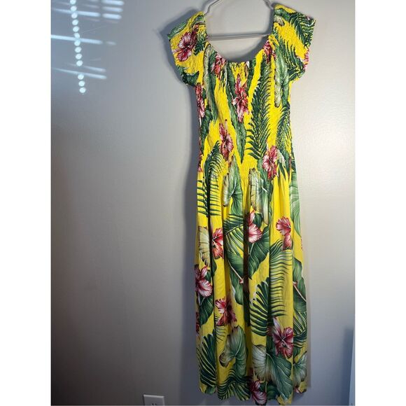 Indocraft Collection XL Yellow Short Sleeve Hawaiian Maxi Dress NEW with tags - Picture 4 of 4